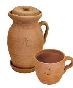 Zestaw: dzbanek gliniany 4 l i kubek gliniany 700 ml