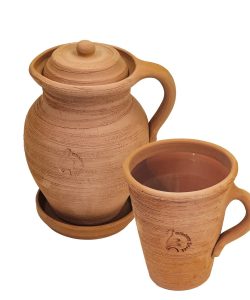 Zestaw: dzbanek gliniany 1,5 l i kubek gliniany 500 ml